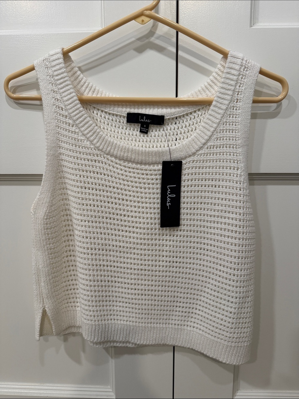 Lulu's Cream Open-Knit Cropped Tank Top